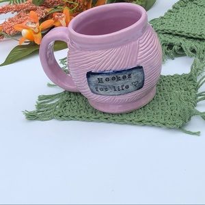 Set of four emerald green mug rug coasters